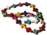24 16mm Howlite Cross Beads Gemstone Beads Dyed Beads Mixed Color Beads Multicolor Beads Jewelry Making Beading Supplies Howlite Stone Beads