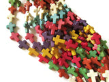 24 16mm Howlite Cross Beads Gemstone Beads Dyed Beads Mixed Color Beads Multicolor Beads Jewelry Making Beading Supplies Howlite Stone Beads