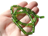 10mm Tube Beads Clear Green Glass Beads Transparent Beads Jewelry Making Beading Supplies Bead Strand