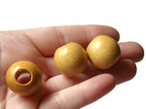 21mm x 19mm Light Brown Round Wood Beads Vintage Wooden Large Hole Beads Loose Macrame Beads