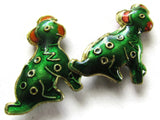 19mm Dark Green Cloisonne Dog Beads Green Dalmatian Beads Animal Beads Pet Beads Cute Beads Metal Beads Enamel Bead Jewelry Making