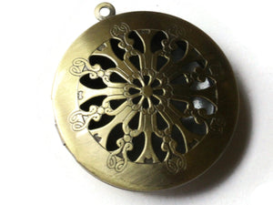 35mm Round Filigree Locket Brass Locket Charm Jewelry Making and Beading Supplies Diffuser Pendant