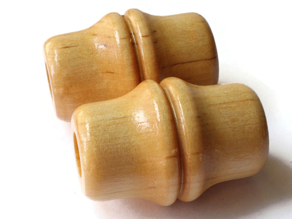 51mm Tube Beads Light Brown Vintage Wood Beads Wooden Beads Large Hole Beads Chunky Beads Bamboo Cut Macrame Beads