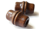 51mm Tube Beads Dark Brown Vintage Wood Beads Wooden Beads Large Hole Beads Chunky Beads Bamboo Cut Macrame Beads