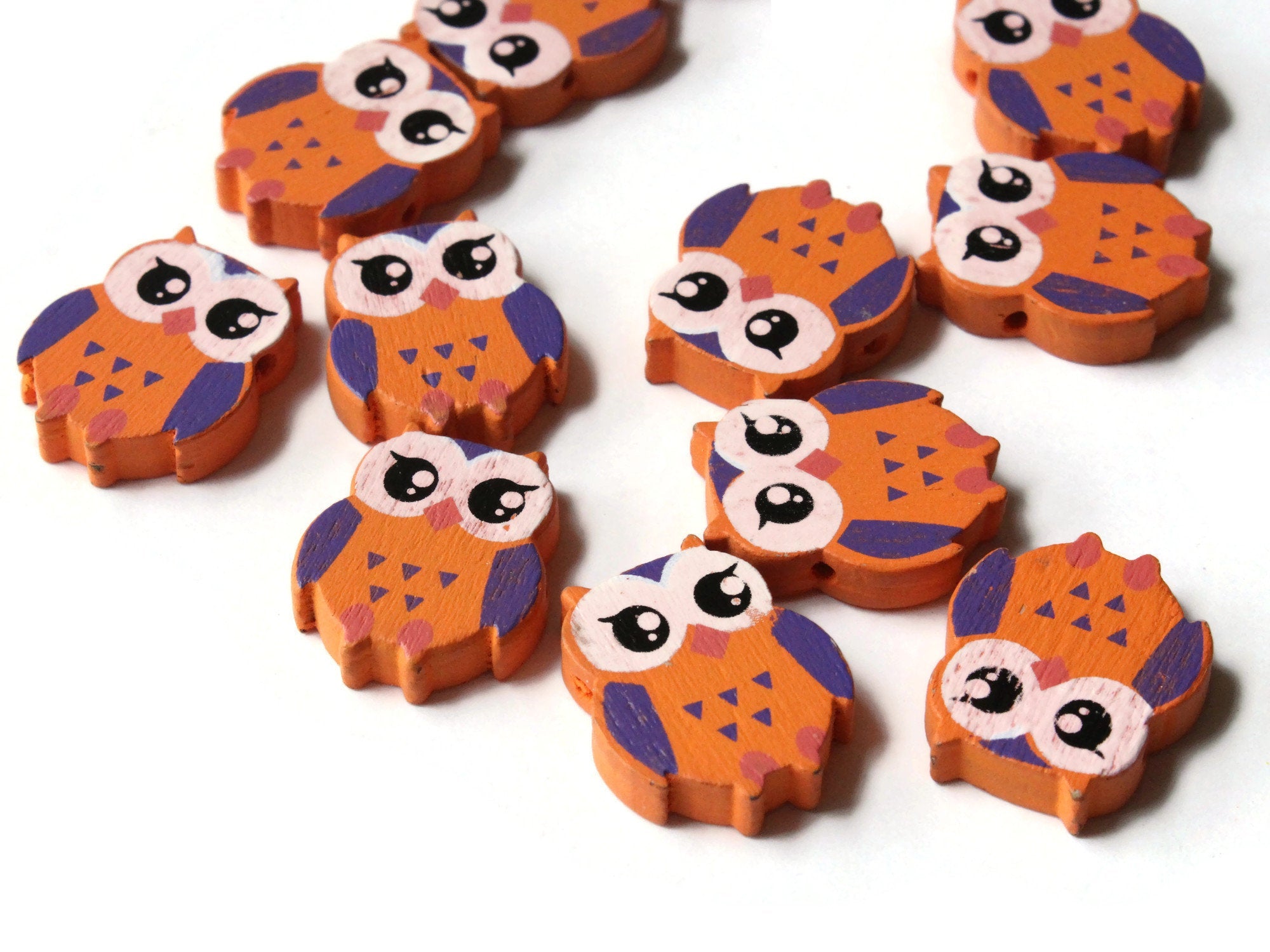 12 22mm Orange Wooden Owl Beads Wood Animal Beads Cute Bird Beads Novelty Beads to String by Smileyboy | Michaels