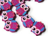 22mm Purple Beads Wooden Owl Beads Animal Beads Wood Beads Bird Beads Cute Beads Multicolor Beads Novelty Beads to String