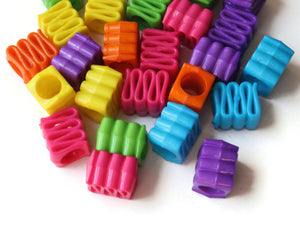14mm Mixed Color Ribbon Acrylic Beads Plastic Rectangle Beads Jewelry Making Beading Supplies Loose Large Hole Beads to String Smileyboy