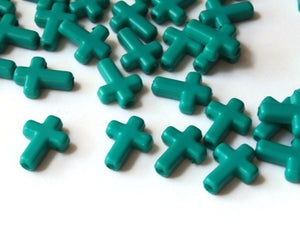 16mm Cross Beads Teal Green Cross Beads Plastic Crosses Christian Beads Jewelry Making Beading Supplies Acrylic Cross Beads Smileyboy