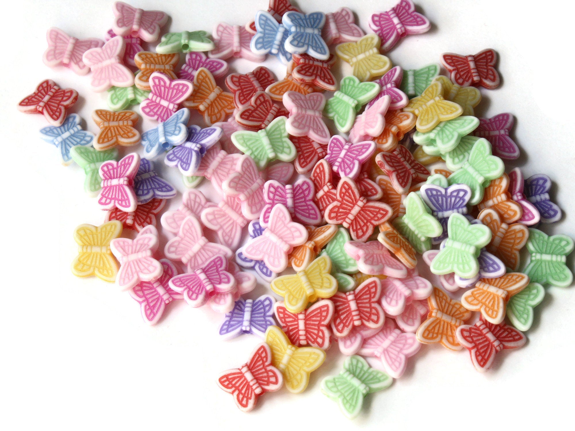 100 14mm Mixed Color Butterfly Beads Plastic Butterflies Loose Acrylic Moth  Beads Animal Beads