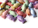 17mm Mixed Colors Fish Plastic Beads Loose Miniature Animal Beads Jewelry Making Beading Supplies Acrylic Ocean Beads to String