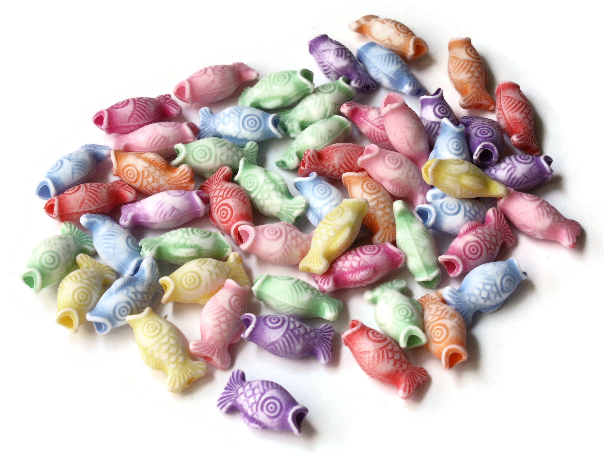Mini Fish Beads, Little Fish Beads, Tiny Fish Beads, Good Luck Bead, A –  LylaSupplies