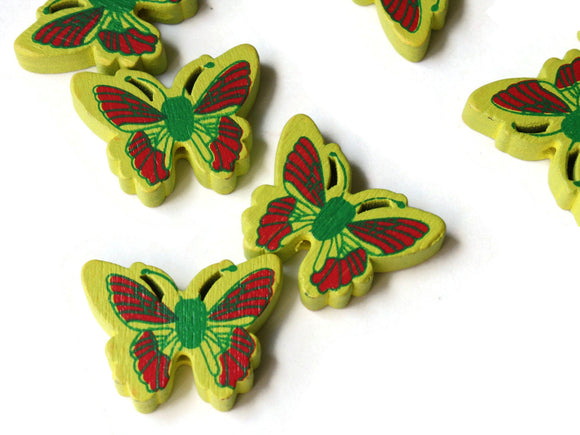 26mm Yellow Wooden Butterfly Beads Animal Beads Wood Beads Moth Beads Cute Beads Novelty Beads to String
