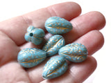 18.5mm Sky Blue Beads Fluted Teardrop Beads Gold Trim Beads Plastic Beads Loose Beads Jewelry Making Beading Supplies