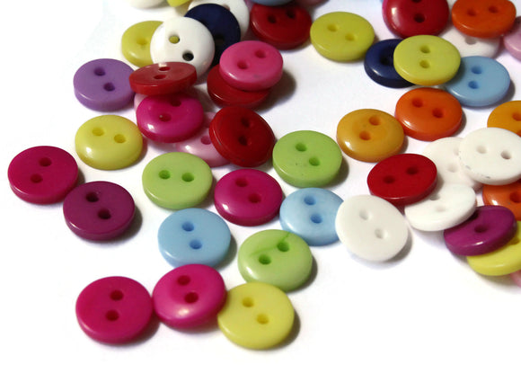 9mm Mixed Color Buttons Flat Round Plastic Two Hole Buttons Jewelry Making Beading Supplies Sewing Supplies