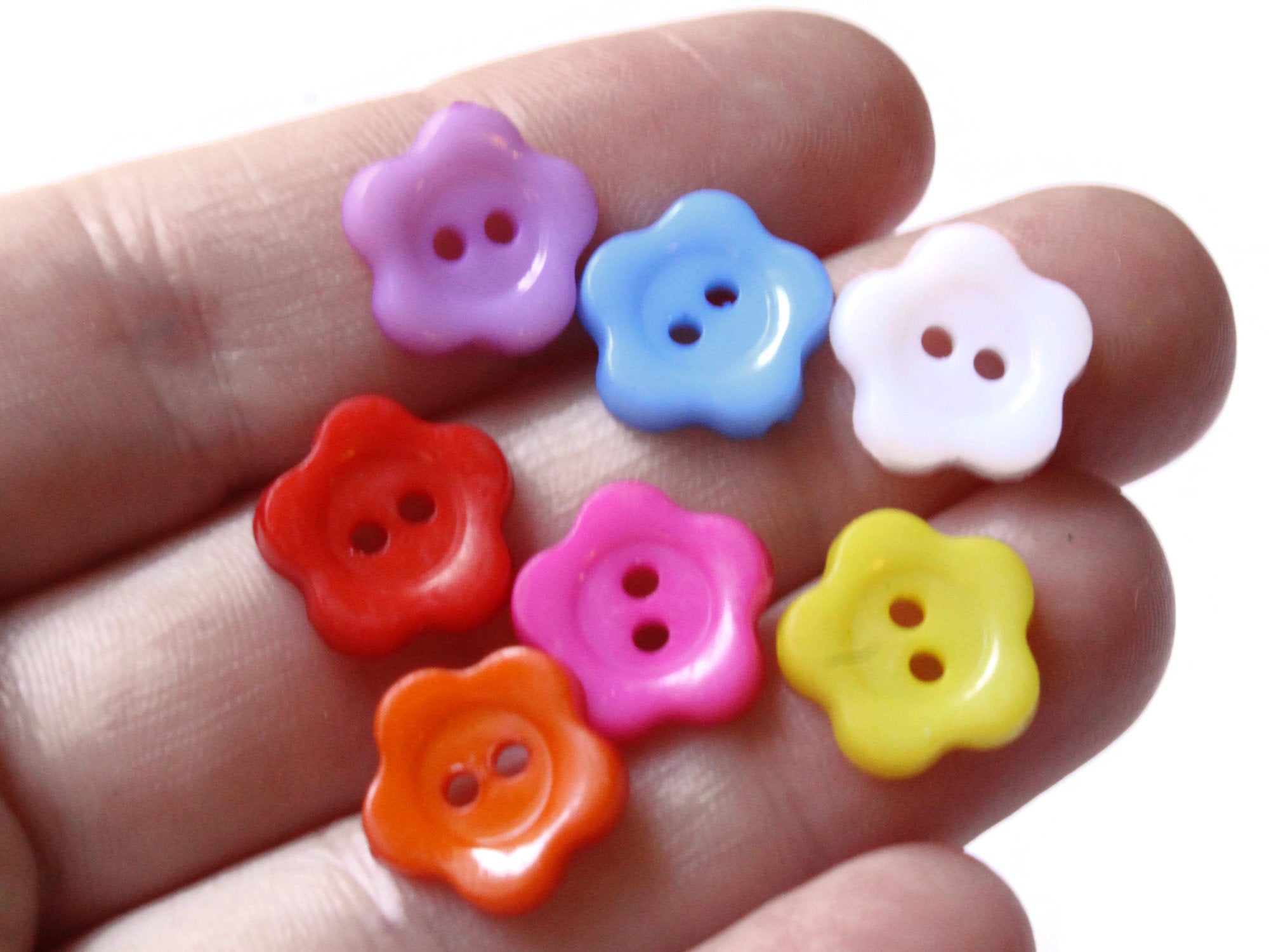 30 12mm Mixed Color Flower Buttons Flat Floral Plastic Two Hole Buttons by Smileyboy | Michaels