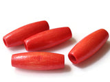 2 Inch Long Light Red Beads Wood Tube Beads Vintage Wooden Beads Large Hole Macrame Beads
