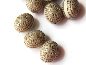 16mm White Plastic Oval Beads with Gold Trim Loose Beads to String Jewelry Making Beading Supplies White and Gold Acrylic Jewelry Beads