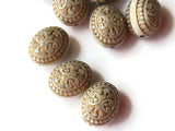 16mm White Plastic Oval Beads with Gold Trim Loose Beads to String Jewelry Making Beading Supplies White and Gold Acrylic Jewelry Beads