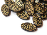 22mm Black Plastic Flat Oval Beads with Gold Trim Loose Beads to String Jewelry Making Beading Supplies Black and Gold Acrylic Beads