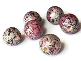 20mm Round Pink Splatter Paint Beads Vintage Large Lightweight Wooden Ball Bead Macrame and Jewelry Making Beading Supplies Loose Beads