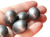 22mm Grey Oval Beads Vintage Lucite Beads Moonglow Lucite Bead Jewelry Making Beading Supplies Loose Beads New Old Stock Beads Big Beads