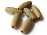 34mm Tan Tube Beads with Black Specks Large Hole Beads Long Beads Loose Beads Matte Beads New Old Stock Vintage Beads