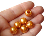 40 12mm Large Hole Orange Pearl Beads Round Plastic Pearl Beads bK3