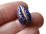 18.5mm Royal Blue Beads Fluted Teardrop Beads Gold Trim Beads Plastic Beads Loose Beads Jewelry Making Beading Supplies