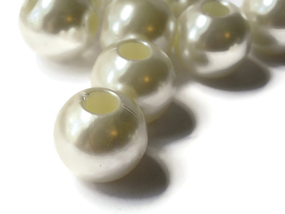 10 20mm Large Hole Pearls White Pearl Beads European Beads Plastic Pearl Beads Round Pearl Beads Plastic Beads Acrylic Beads