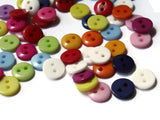 9mm Mixed Color Buttons Flat Round Plastic Two Hole Buttons Jewelry Making Beading Supplies Sewing Supplies