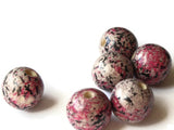 20mm Round Pink Splatter Paint Beads Vintage Large Lightweight Wooden Ball Bead Macrame and Jewelry Making Beading Supplies Loose Beads