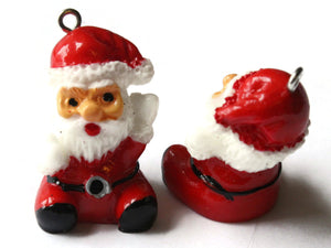 2 Red Santa Claus Charms 32mm Resin Christmas Pendants