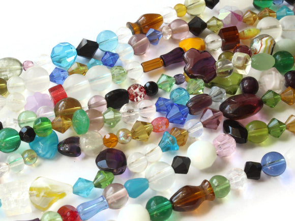8 Inch Strand of Mixed Glass Beads to String Jewelry Making Beading Supplies Multi-Color Beads Mixed Shape Beads