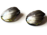 Black with Silver and Green Foil Glass Pendant Lampwork Glass Spoon Pendant Jewelry Making Beading Supplies