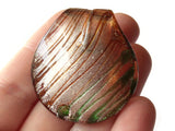 Brown with Silver and Green Foil Glass Pendant Lampwork Glass Spoon Pendant Jewelry Making Beading Supplies