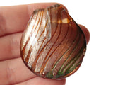 Brown with Silver and Green Foil Glass Pendant Lampwork Glass Spoon Pendant Jewelry Making Beading Supplies