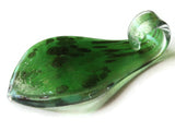 Green with Gold and Brown Spots Foil Glass Pendant Lampwork Glass Spoon Pendant Jewelry Making Beading Supplies