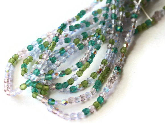 3mm Faceted Round Mixed Color Crystal Beads Teal Green and Purple Beads Jewelry Making Beading Supplies Loose Spacer Beads Glass Beads