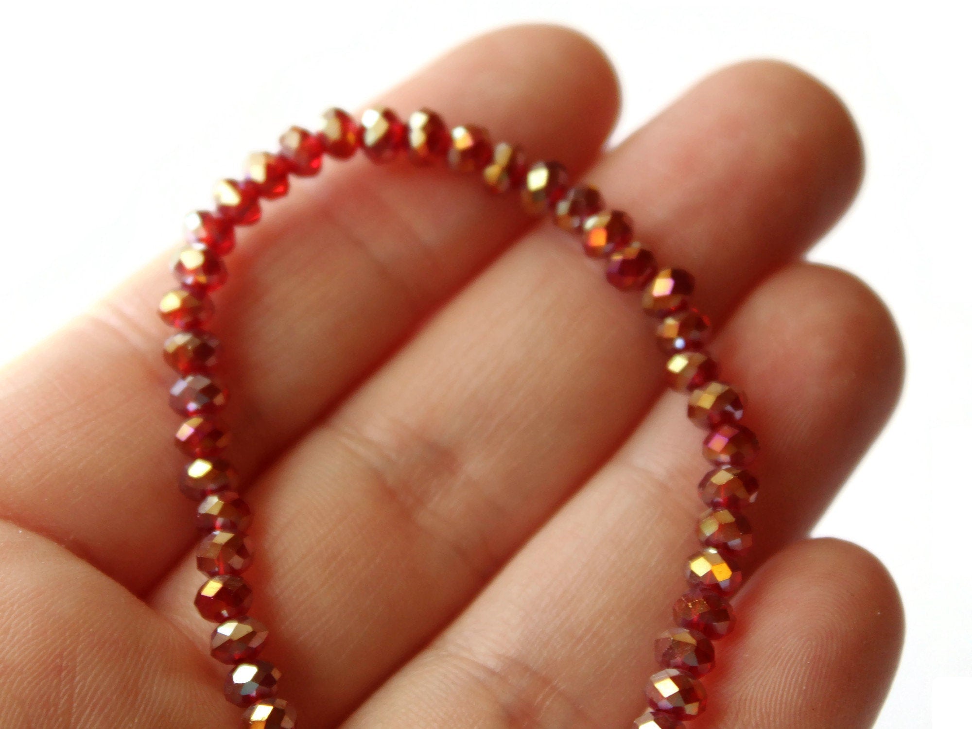 48 3mm x 4mm Red Crystal Faceted Rondelle Beads – Smileyboy Beads