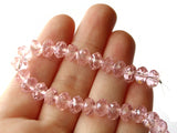 6mm x 8mm Faceted Rondelle Beads Pink Crystal Beads Jewelry Making Beading Supplies Loose Spacer Beads Glass Beads