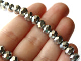 6mm x 8mm Faceted Rondelle Beads Silver Crystal Beads Jewelry Making Beading Supplies Loose Spacer Beads Glass Beads