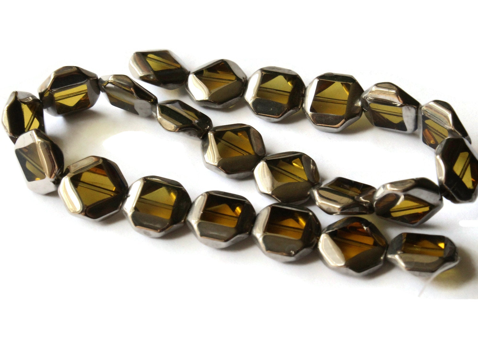22 14mm Silver Rimmed Glass Beads Yellow Octagon Window Beads by Smileyboy | Michaels
