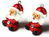 2 Red Santa Claus Charms 32mm Resin Christmas Pendants