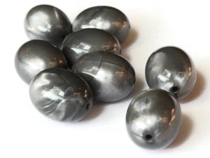 8 18mm Grey Oval Beads Vintage Lucite Beads Moonglow Lucite Bead Jewelry Making Beading Supplies Loose Beads New Old Stock Beads Big Beads