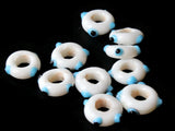 10 White Evil Eye Beads Lampwork Glass Beads Large Hole Beads Donut Beads European Saucer Beads Jewelry Making Beading Supplies