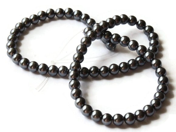 6mm Gray Glass Pearl Beads Faux Pearls Jewelry Making Beading Supplies Round Accent Beads Ball Beads Small Spacer Beads