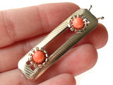 Vintage Silver Barrette with Orange Flowers Rectangle Barrette Hair Decor Fashion Accessory from the 1950s or 1960s Enamel Hair Clip