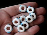 10 White Evil Eye Beads Lampwork Glass Beads Large Hole Beads Donut Beads European Saucer Beads Jewelry Making Beading Supplies