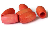 Large 1 Inch Tube Beads 25mm Orange Pink Beads Wood Beads Wooden Beads Vintage Beads Large Hole Beads Macrame Beads