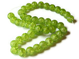 Light Green Beads Crackle Glass Beads 10mm Round Beads Smooth Round Beads Cracked Glass Beads Jewelry Making Beading Supplies Loose Beads
